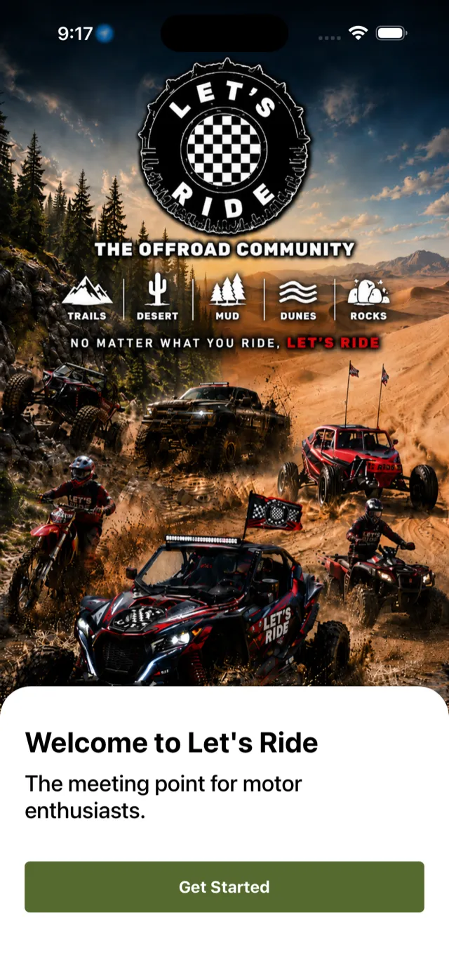 Let's Ride welcome screen