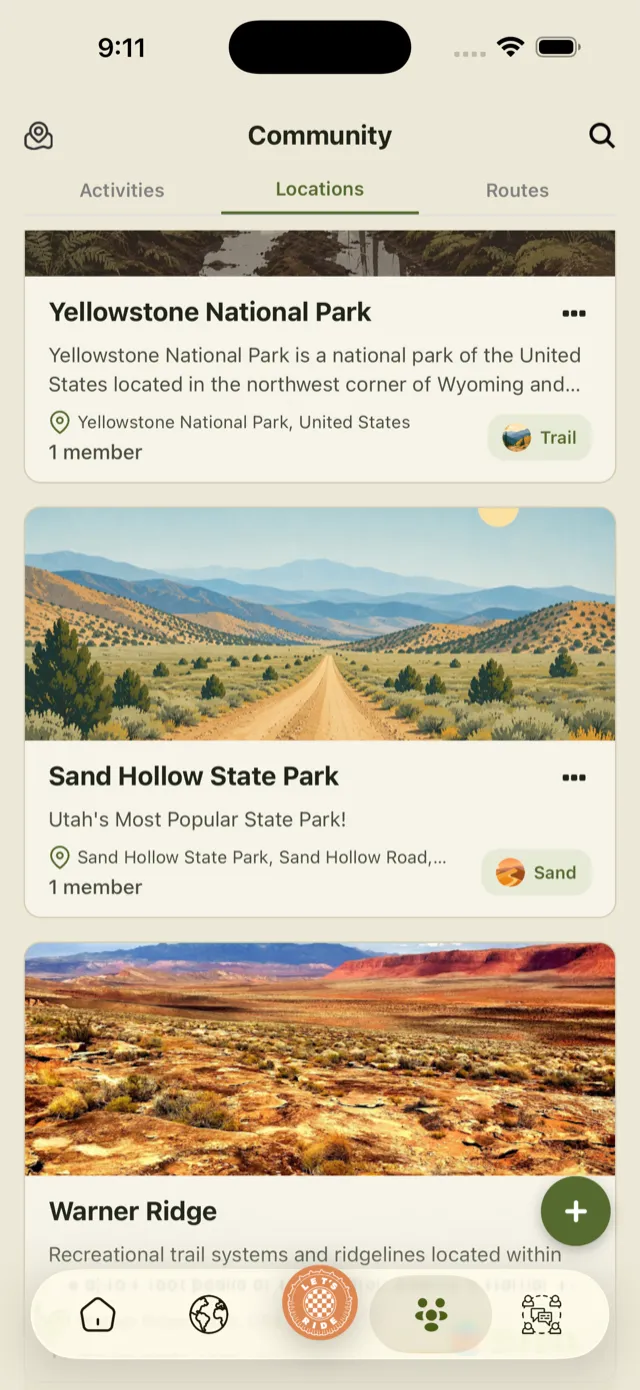 Browse off-road locations and trails